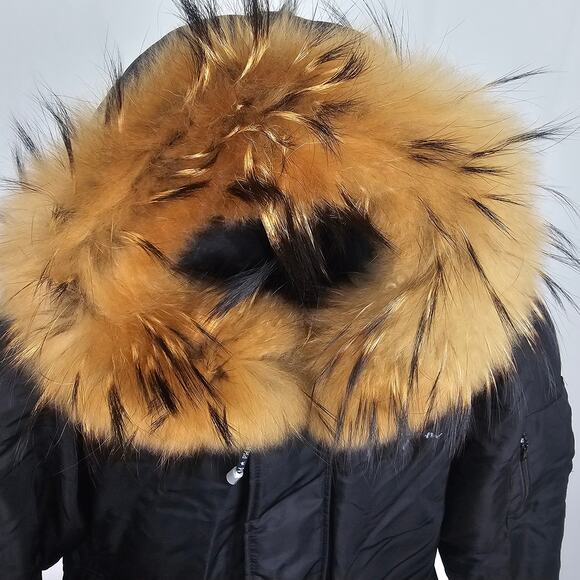 Vintage Phat Farm Men’s Goose Down Parka Coat- L -Black Fur Hood 90s Hip-Hop NYC - Picture 3 of 7
